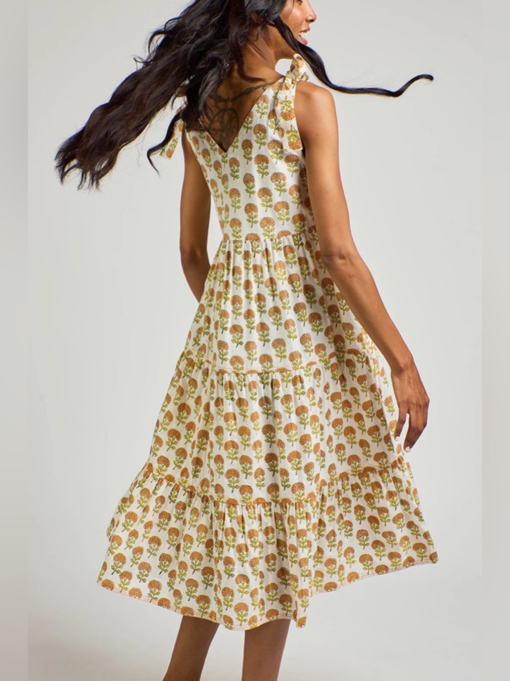 Mata Traders Tiered Midi Dress with Tie Shoulders - Picture 3 of 4
